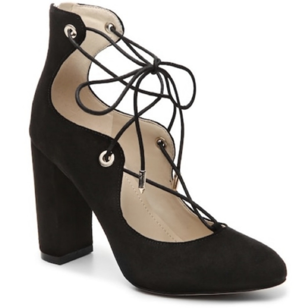 Marc Fisher Black Suede Lace Up Pumps Heels 8.5